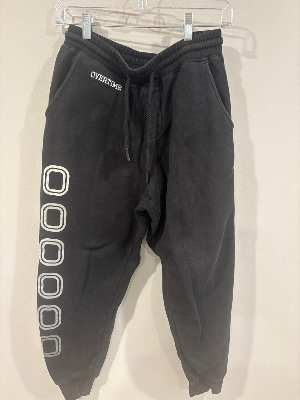 Overtime Black Graphic Jogger Sweatpants. Adult Small
